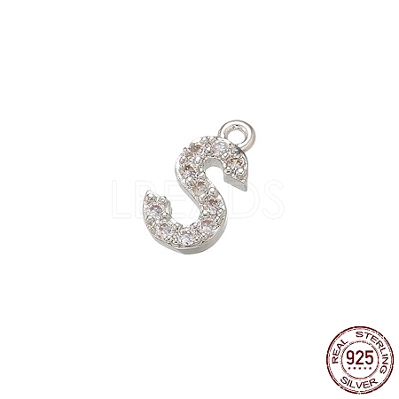 Real Platinum Plated Rhodium Plated 925 Sterling Silver Micro Pave Clear Cubic Zirconia Charms STER-P054-10P-S-1