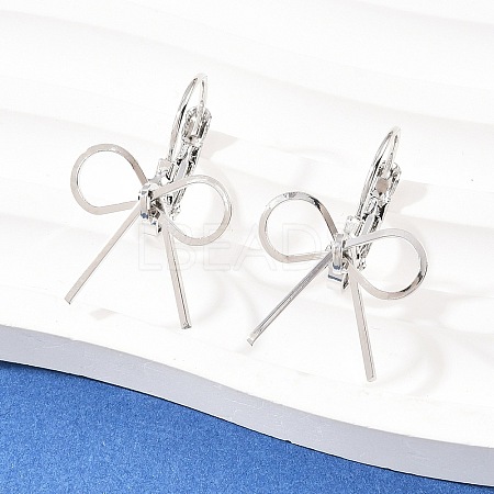 Bowknot Brass Leverback Earrings EJEW-A150-04B-P-1