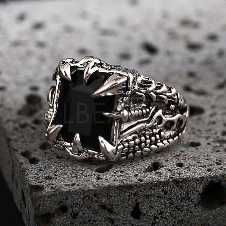 Alloy Rhinestone Cuff Rings for Men FS-WG503BD-02-1