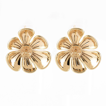 Brass Stud Earrings Findings KK-T062-79G-NF-1