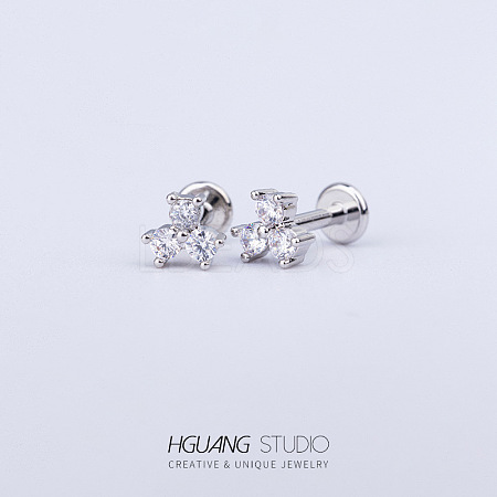 Stainless Steel Micro Pave Clear Cubic Zirconia Cartilage Earrings for Women Men WG126FA-15-1