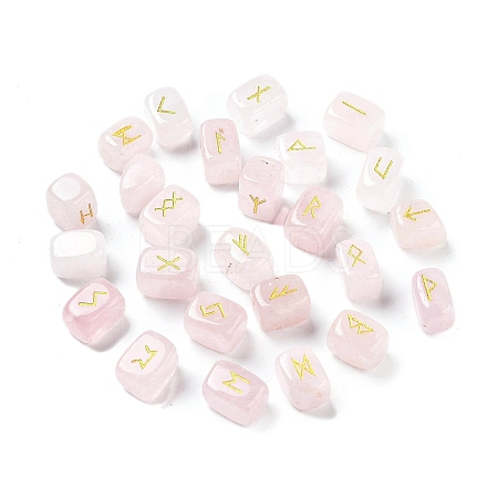 Rectangle Natural Rose Quartz Rune Stones G-Z059-01C-1