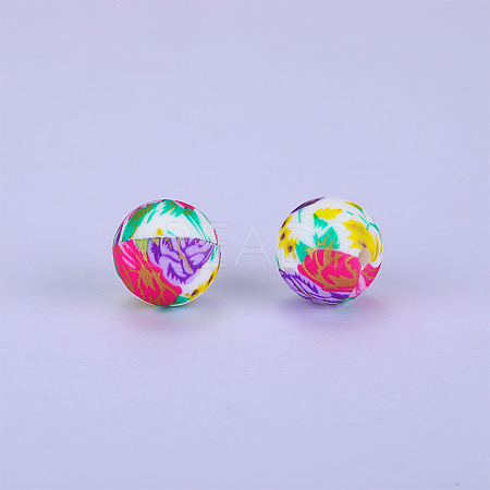 Printed Round Silicone Focal Beads SI-JX0056A-117-1