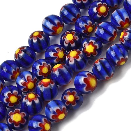 Round Millefiori Glass Beads Strands LK-P002-26-1