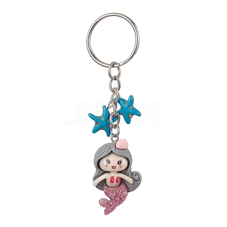 Mermaid Opaque Resin Pendant Keychain X1-KEYC-JKC00624-05-1