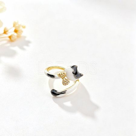 Brass Micro Pave Cubic Zirconia Cuff Open Rings WG78245-01-1