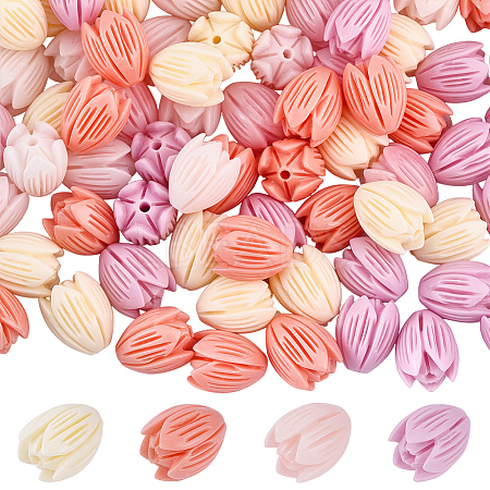 80Pcs 4 Colors Synthetic Coral Beads FIND-SP0005-83-1