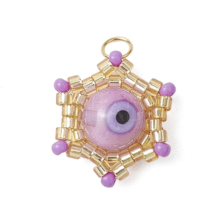 Beaded Star Eye Charms PALLOY-MZ00575-06-1