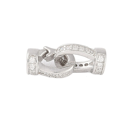 925 Sterling Silver Micro Pave Clear Cubic Zirconia Fold Over Clasps STER-U004-02P-1