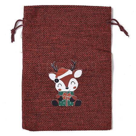 Christmas Theme Jute Cloth Storage Bags ABAG-F010-01B-06-1