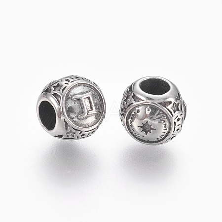 316 Surgical Stainless Steel European Beads STAS-P212-18P-12-1