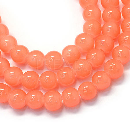 Baking Paint Imitation Jade Glass Round Bead Strands DGLA-Q021-4mm-31-1