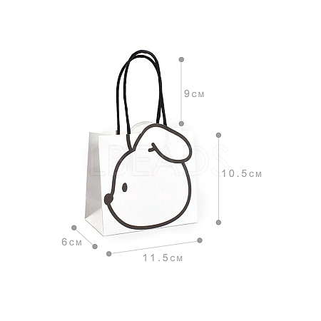 Cartoon Rabbit Print Children's Birthday Gift Bags with Black Handle Rope PW-WG73901-01-1