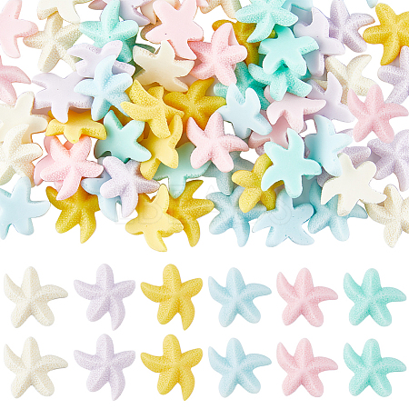 72Pcs 6 Colors Opaque Resin Cabochons RESI-SC0002-79-1