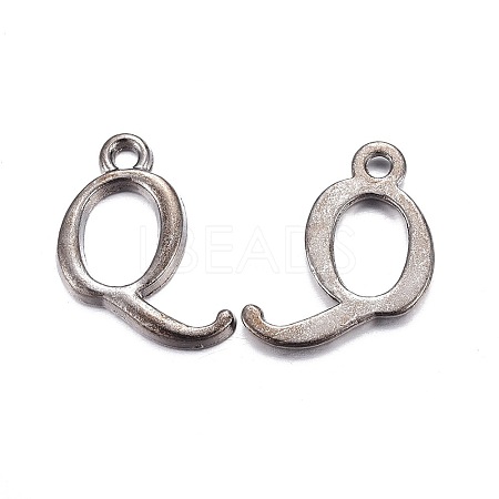Gunmetal Plated Alloy Letter Pendants PALLOY-P097-03-Q-1