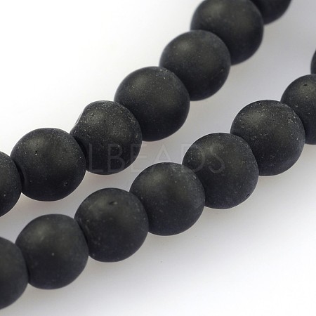 Frosted Glass Round Bead Strands GLAA-J064-4mm-02-1