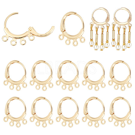 10 Pair Brass Leverback Earring Findings KK-BC0013-27-1