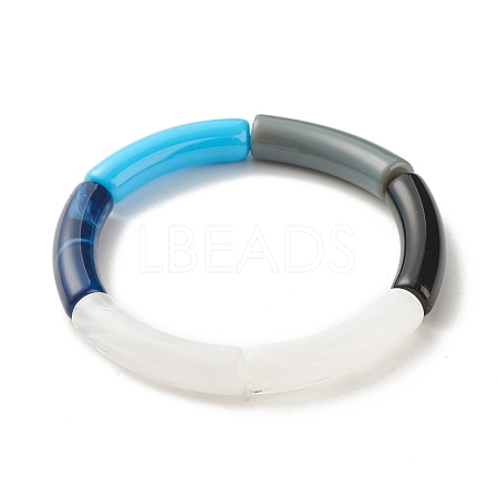 Acrylic Curved Tube Beaded Stretch Bracelet BJEW-JB07973-03-1
