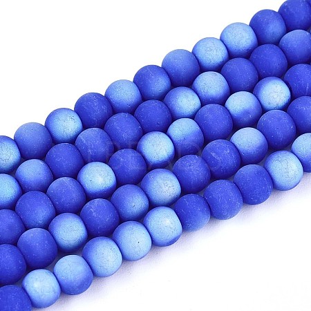 Frosted Opaque Glass Beads Strands GLAA-T032-P4mm-MBB11-1