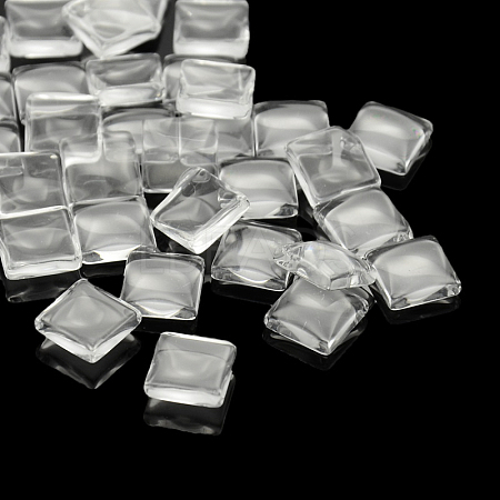 Transparent Glass Square Cabochons GGLA-A001-18mm-1