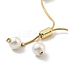 Natural Pearl Beaded Slider Bracelet with Brass Snake Chain BJEW-B066-01B-03-3