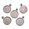 Flat Round Alloy Pendant Cabochon Settings PALLOY-A15654-B-4