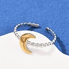 304 Stainless Steel Double Color Cuff Rings RJEW-S635-01GP-11-1
