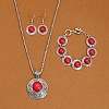 Alloy with Synthetic Turquoise Pendant Necklaces & Link Bracelets & Dangle Earring Sets WGBFEA3-05-1