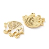 Rack Plating Brass Micro Pave Clear Cubic Zirconia Connector Charms KK-C084-02G-03-2