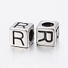 304 Stainless Steel Large Hole Letter European Beads LS-STAS-H428-01AS-R-2