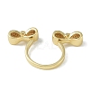Rack Plating Brass Micro Pave Cubic Zirconia Bowknot Open Cuff Rings for Women RJEW-C088-03G-3