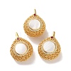 Rack Plating Brass Rd Cubic Zirconia Bead Cage Pendants KK-K362-10G-1
