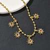 Brass Micro Pave Cubic Zirconia Sun Pendant Bib Necklaces NJEW-G183-02G-2