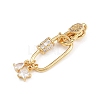 Brass Micro Pave Clear Cubic Zirconia Lobster Claw Clasps KK-U059-56G-1