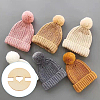 60Pcs Removable Wooden Pom Poms Buttons TOOL-AN0001-01-4