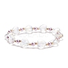 Glass Heart Beaded Stretch Bracelet for Women BJEW-JB08517-4