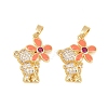 Brass Micro Pave Clear Cubic Zirconia Pendants KK-F931-19G-1