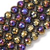 Electroplated Natural Agate Beads Strands G-B191-A07-8mm-04-2