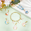Alloy Enamel with Pearl Rabbit Pendant Stitch Markers HJEW-AB00288-4