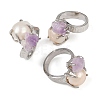 Nuggets Natural Amethyst & Pearl Open Cuff Rings RJEW-K286-13P-4