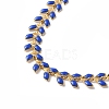 Enamel Ear of Wheat Link Chain Necklace NJEW-P220-02G-3