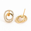 Brass Micro Pave Clear Cubic Zirconia Stud Earring Findings KK-S240-240-NF-2