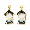 Graduation Season Brass Enamel Pendants KK-CBAF2EC-03G-E01-1