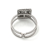 304 Stainless Steel Rhinestone Square Finger Rings for Women Men STAS-Z060-01P-3