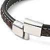 Cowhide Braided Flat Cord Bracelet with 304 Stainless Steel Magnetic Clasps BJEW-H552-01P-03-3