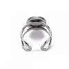 201 Stainless Steel Cuff Pad Ring Settings STAS-S080-040A-P-4