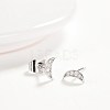 Brass Micro Pave Cubic Zirconia Stud Earrings EJEW-BB35386-P-3