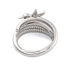 Brass Micro Pave Cubic Zirconia Bird Open Cuff Rings Set for Women RJEW-U002-11P-3