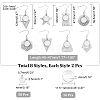 CHGCRAFT 16Pcs 8 Style 304 Stainless Steel Earring Hooks STAS-CA0001-84-2