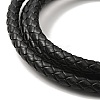 Leather Braided Three Loops Wrap Bracelet with 304 Stainless Steel Clasp for Men Women BJEW-C021-18-P-4